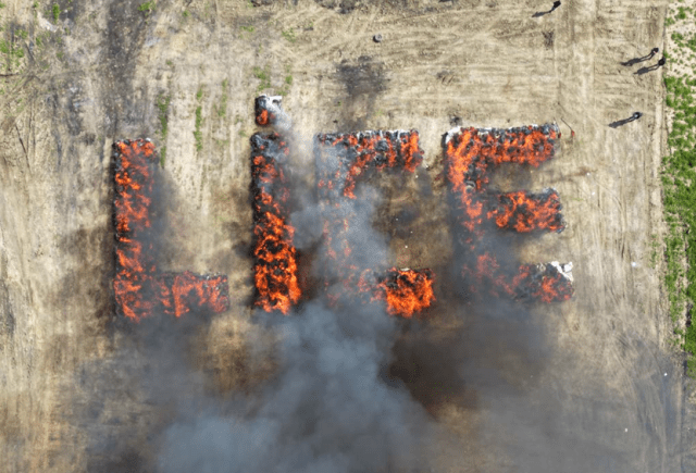 турецкая полиция сжигает